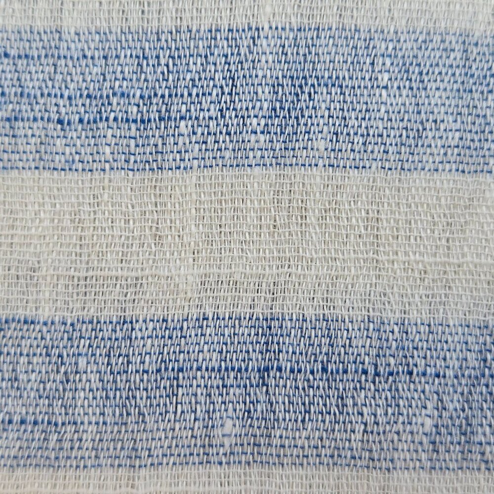 Club Monaco Linen Stripe Scarf Blue & White - Picture 6 of 8